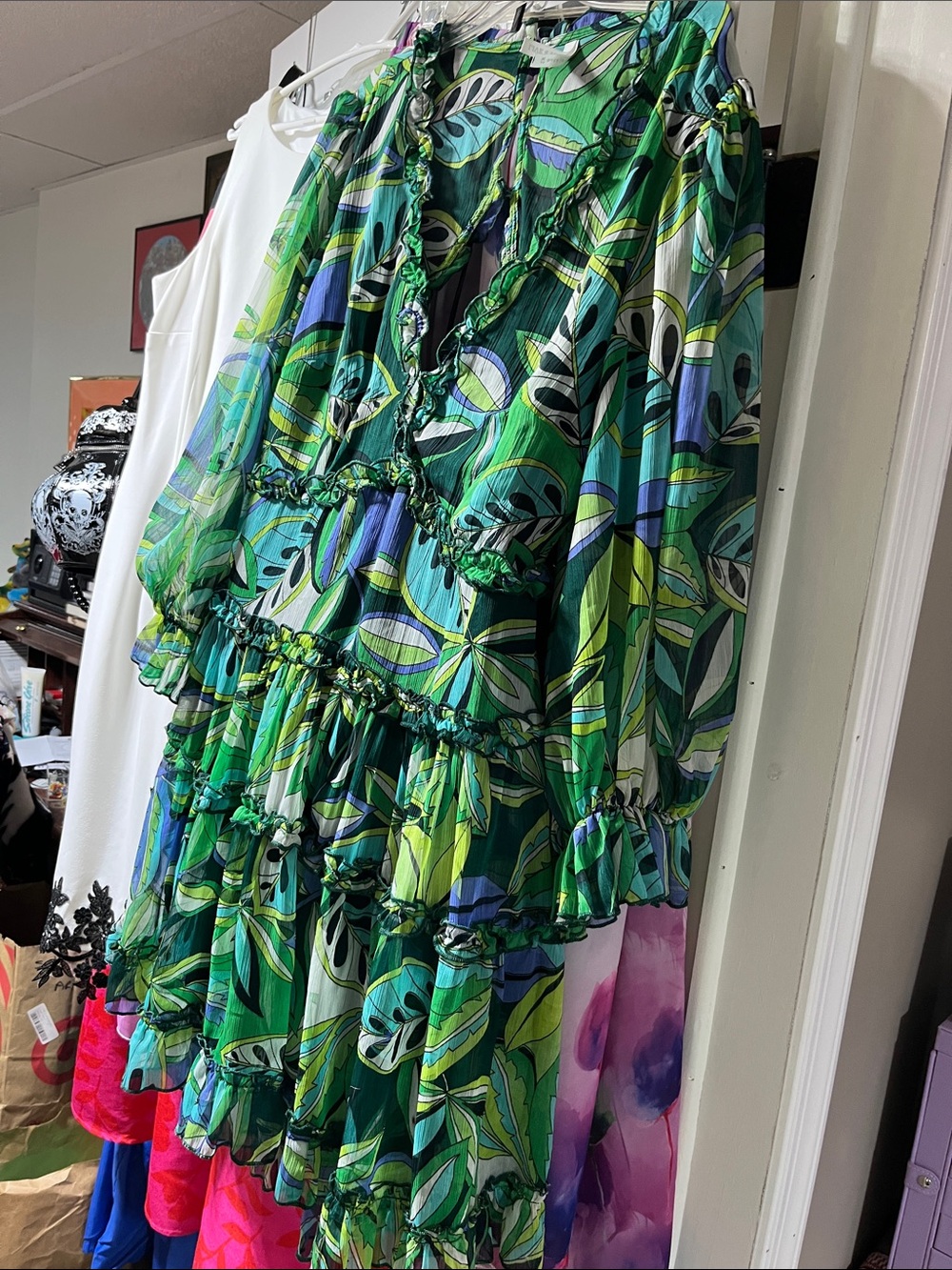 Live 4 Truth Green and Blue Botanical Print Dress